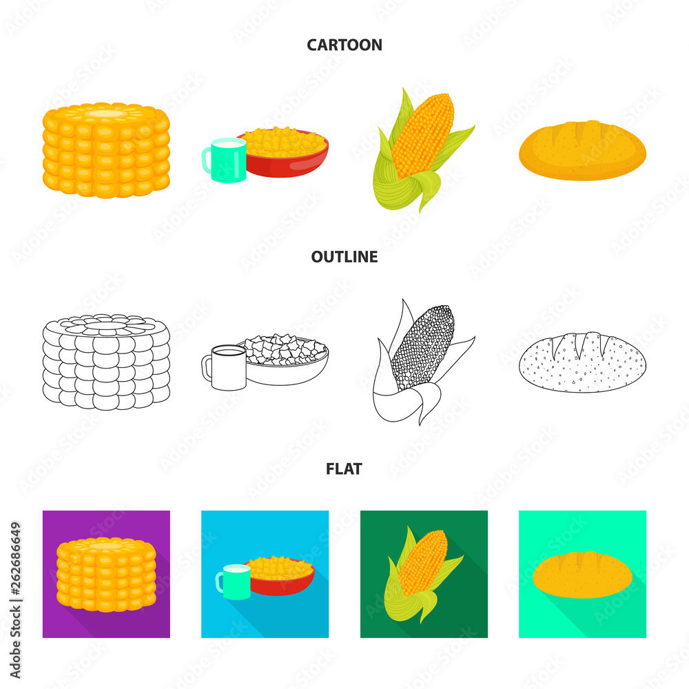 Vector illustration of cornfield and vegetable symbol. Set of cornfield and vegetarian vector icon for stock.