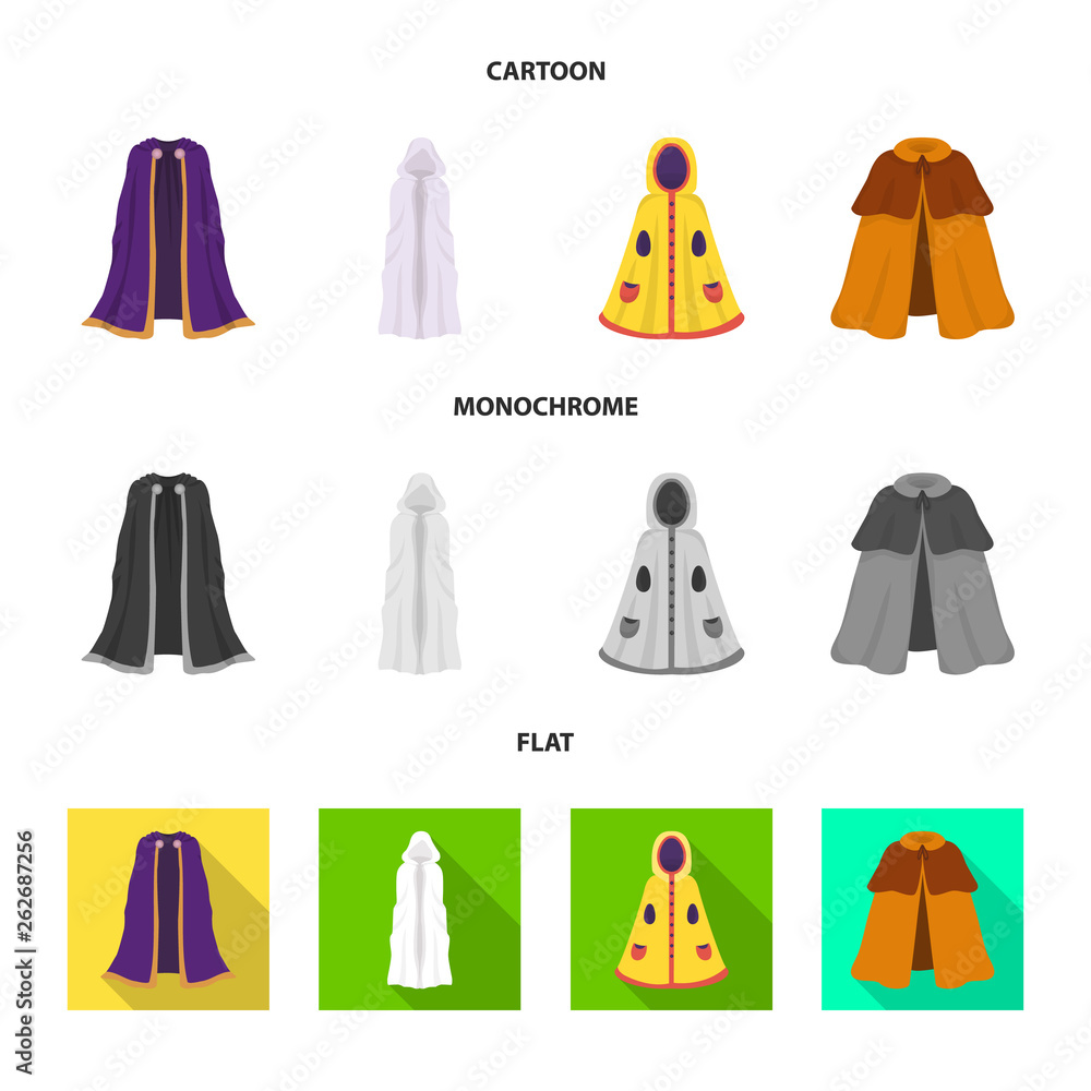 Isolated object of material and clothing icon. Set of material and garment stock symbol for web. Isolated object of material and clothing icon. Set of material and garment stock symbol for web.