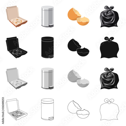 Isolated object of dump and sort icon. Set of dump and junk vector icon for stock.