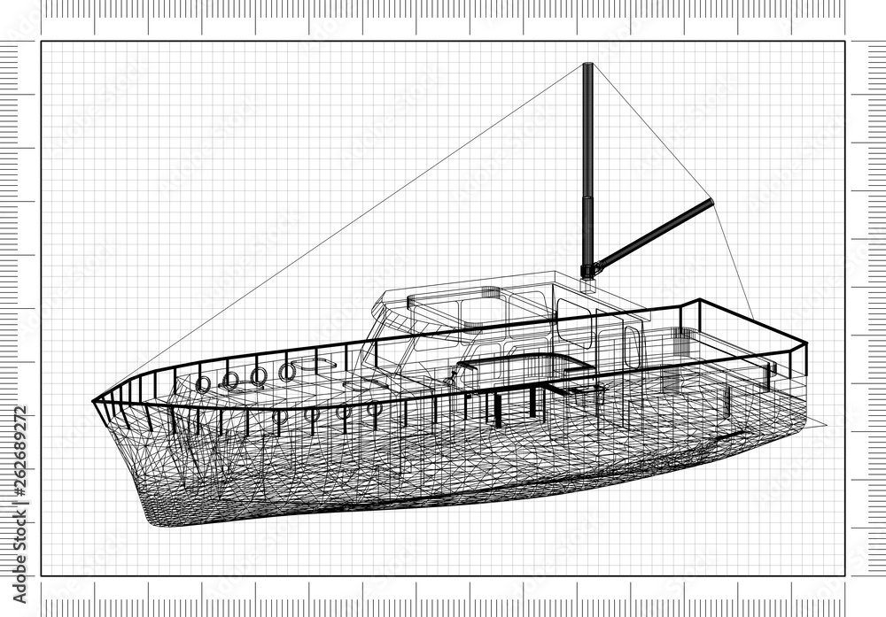 Fishing Boat Architect Blueprint 