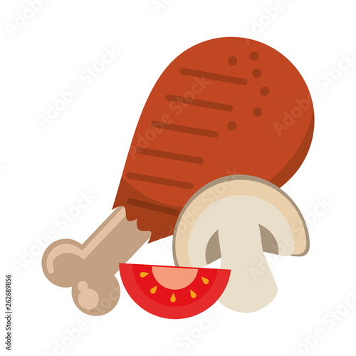 Chicken thigh with mushroom and tomato