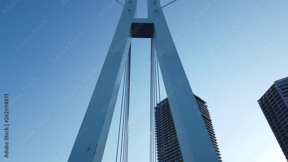 TOKYO, JAPAN. 2019 April 15th. Looking up the Shinonome Cityscape TOKYO, JAPAN. 2019 April 15th. Looking up the Shinonome Cityscape