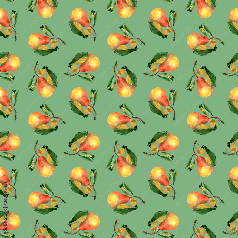 Watercolor fruit pattern. Watercolor fruit pattern.