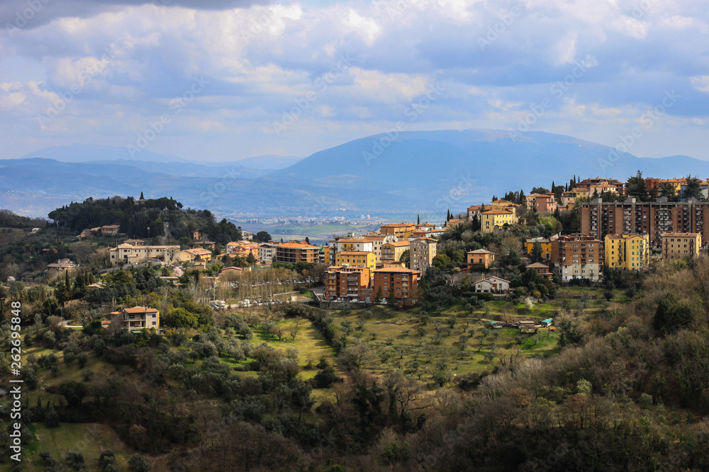 View of Umbria hills, Perugia, Italy
