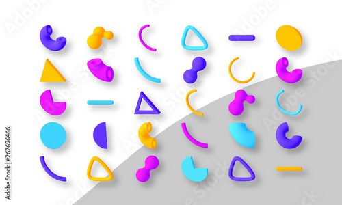 Set of colorful abstract geometric shapes. Isolated elements for design. Vector