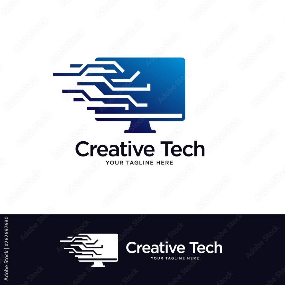 screen computer logo designs template. tech logo designs vector Stock ...