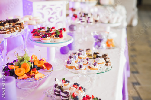Buffet with a variety of delicious sweets  food ideas  celebration