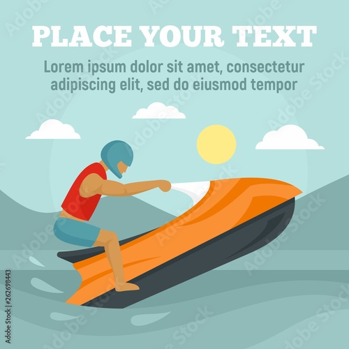 Jet ski concept background. Flat illustration of jet ski vector concept background for web design