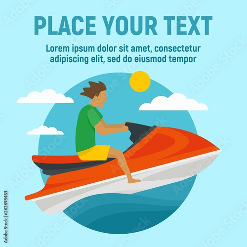 Beach jet ski concept background. Flat illustration of beach jet ski vector concept background for web design
