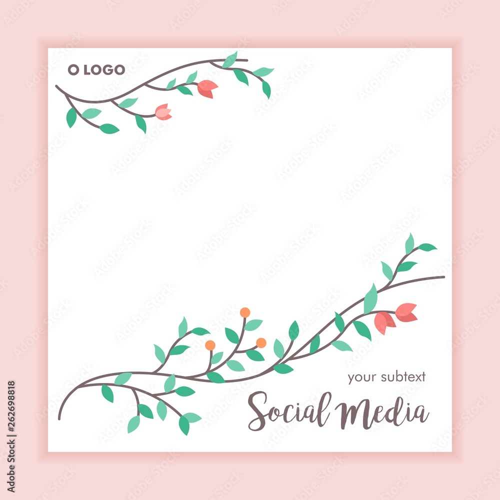 floral frame social media post background