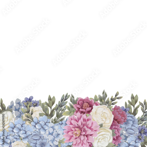 Fototapeta Naklejka Na Ścianę i Meble -  Floral border for design save the date cards, invitations, posters and birthday decoration