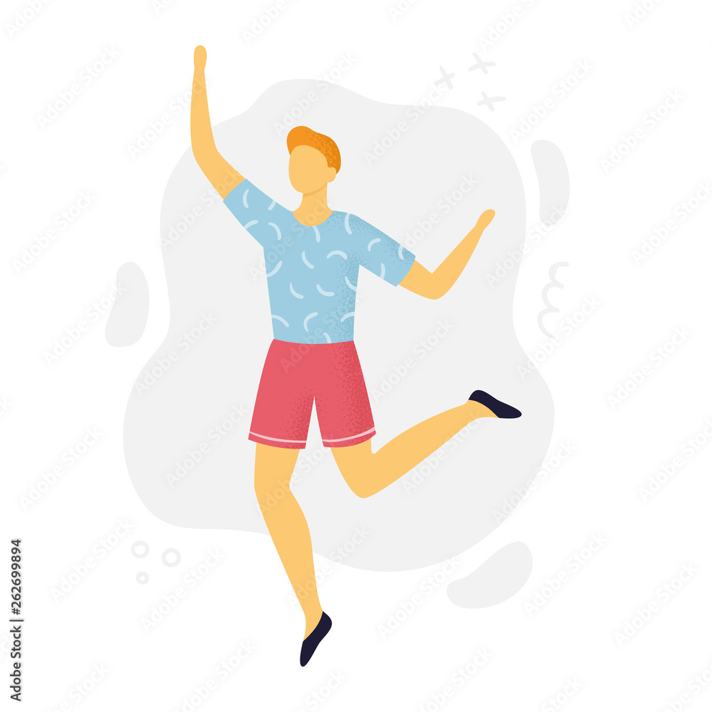 Abstract Man jumping or running Flat design. Funny guy in cartoon style.  Vector illustration. Can be used for banner, postcard, websites or ads.  Stock Vector | Adobe Stock