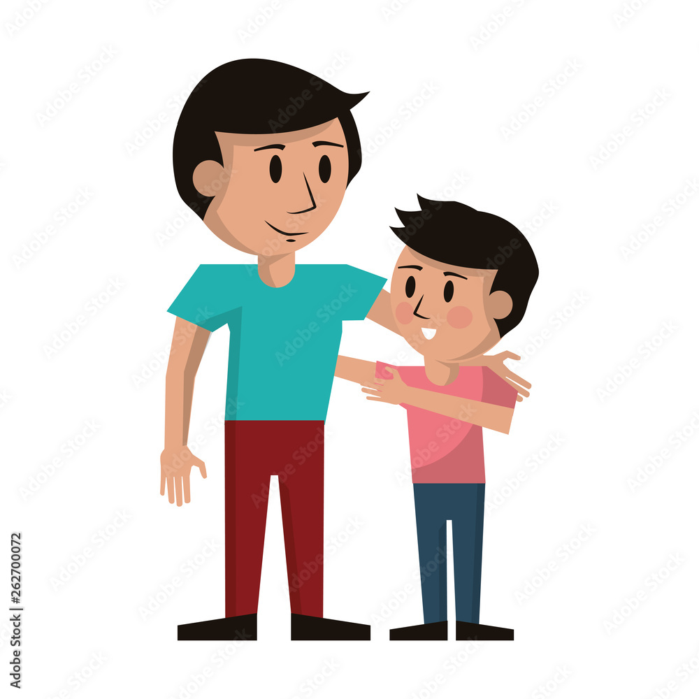 Fototapeta premium Father and boy cartoon