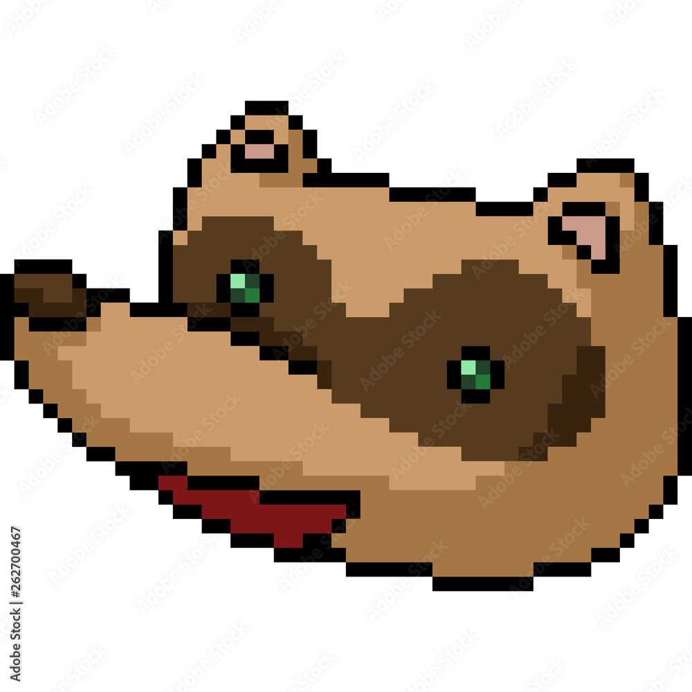 vector pixel art raccoon head vector pixel art raccoon head
