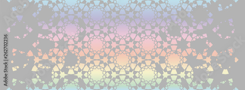 Arabian holographic background. Vector template of modern backdrop for invitation, celebration, save the date, poster, announcement with holographic effect