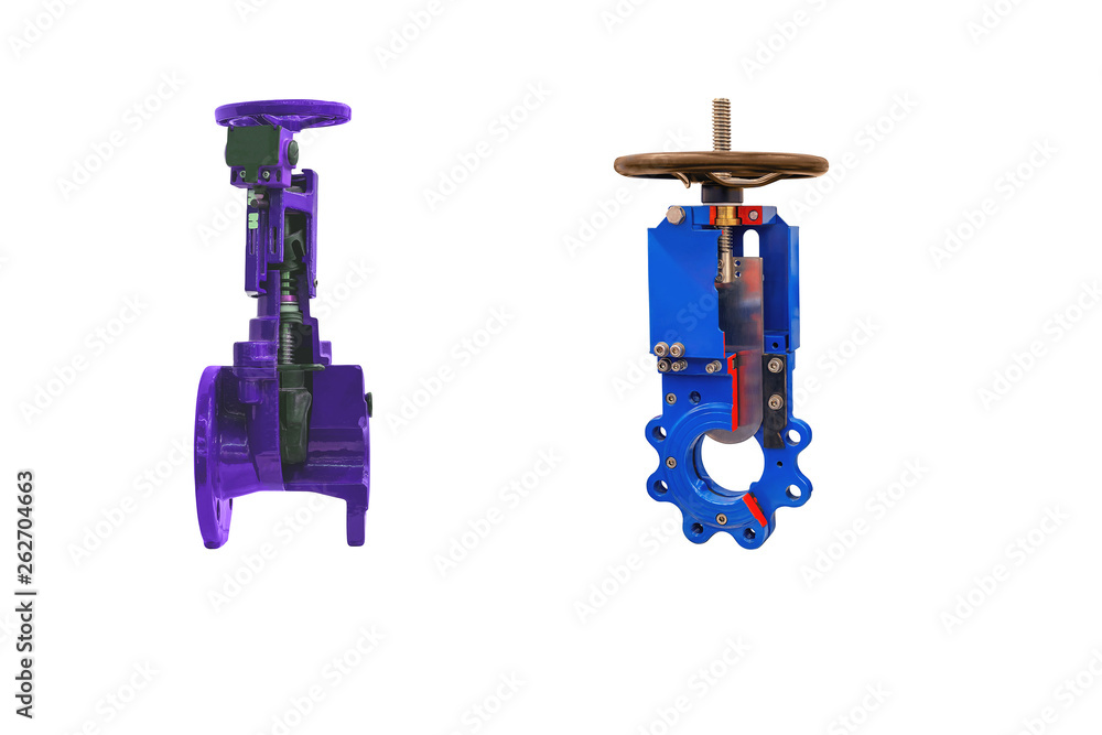 two manual shut-off valves . Isolated on white background two manual shut-off valves . Isolated on white background