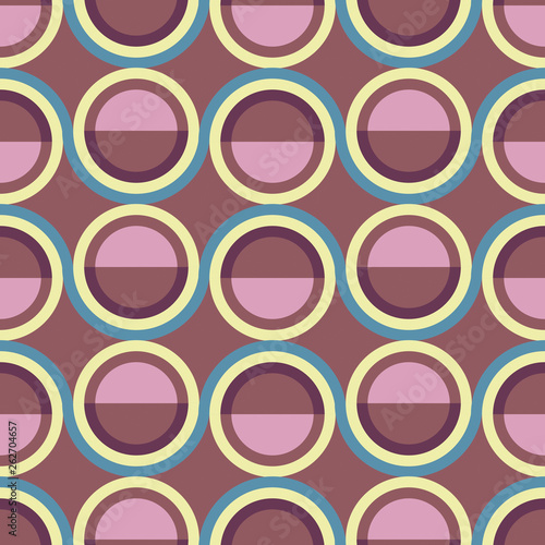 Geometric composition in the style of constructivism. Abstract stylish seamless pattern with geometric shapes. Circles, stripes, lines. Cloth design. Wallpaper, wrapping