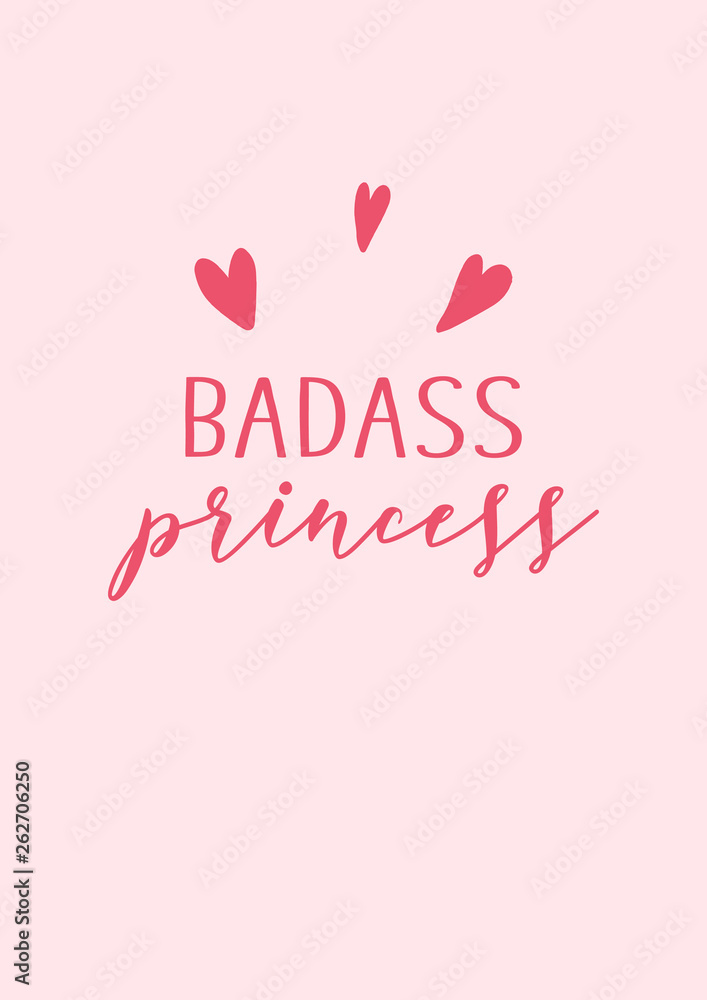 badass princess with hearts and pink background