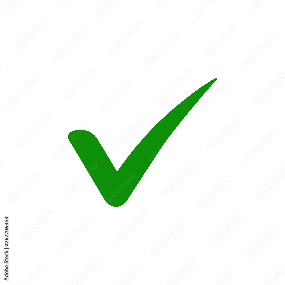 Green check mark icon. Tick symbol in green color, vector illustration. Green check mark icon. Tick symbol in green color, vector illustration.