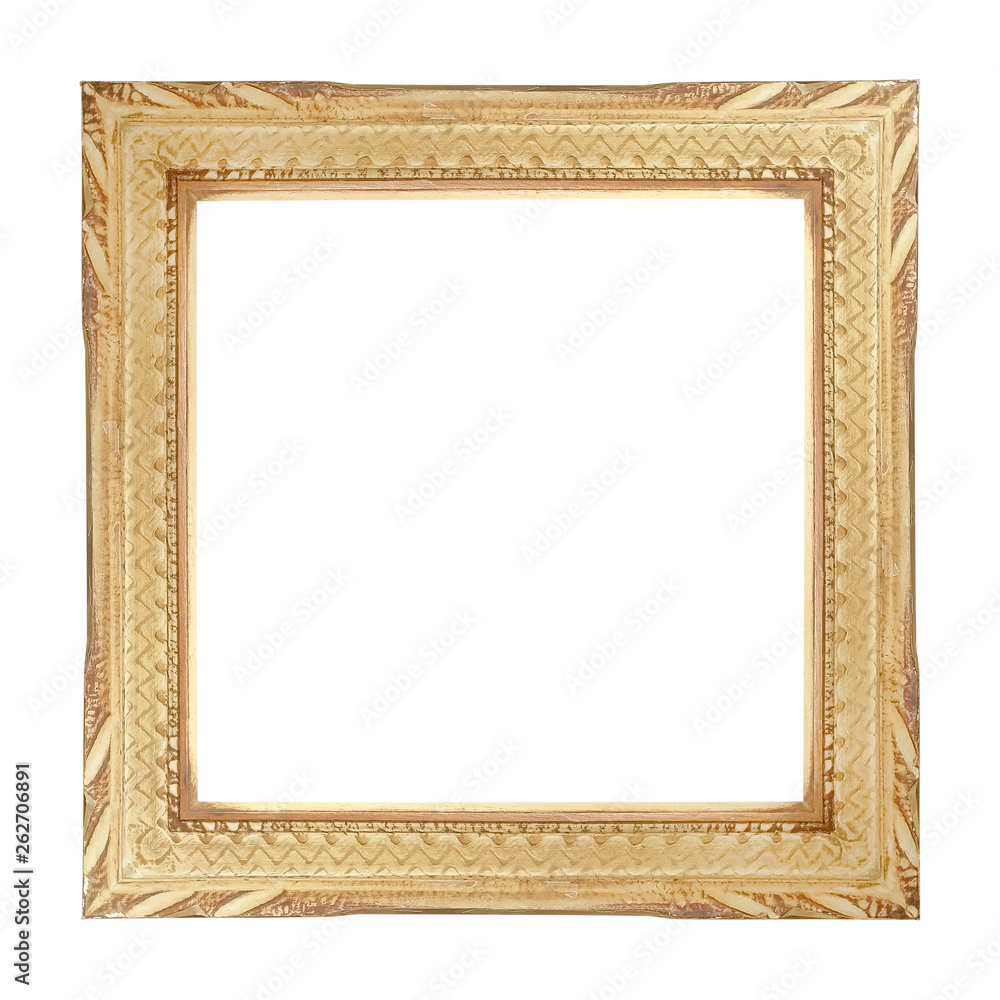 The antique yellow frame on the white background The antique yellow frame on the white background