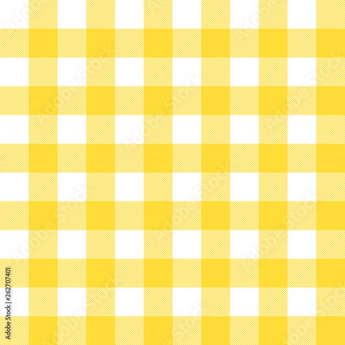 Traditional Gingham pattern in yellow color. Seamless checkered vector pattern. Abstract geometric background.