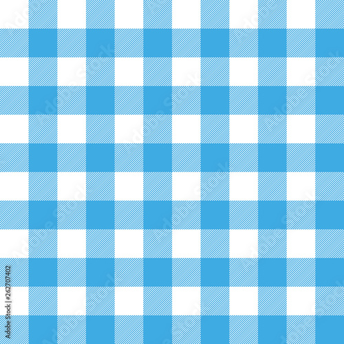 Traditional Gingham pattern in light blue color. Seamless checkered vector pattern. Abstract geometric background.