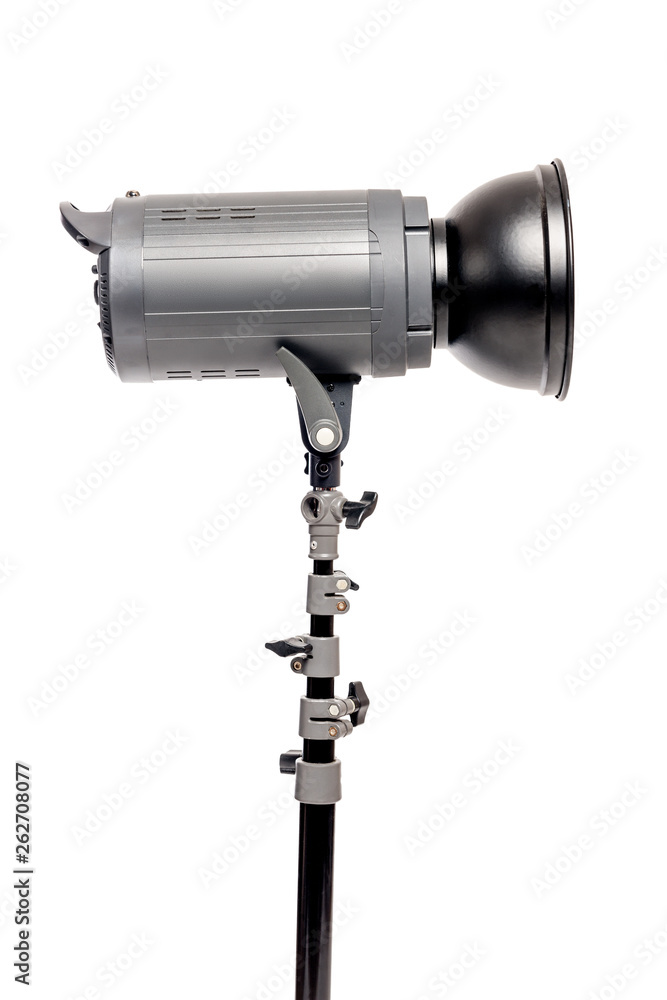 close up powerful flash photo on rack on white background in studio close up powerful flash photo on rack on white background in studio