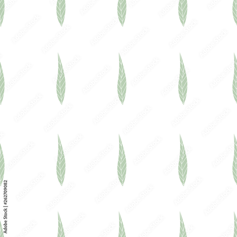 Romantic seamless Scandinavian pattern with green leaves. Pastel colours. White background. Flat style illustration. Vector. Romantic seamless Scandinavian pattern with green leaves. Pastel colours. White background. Flat style illustration. Vector.