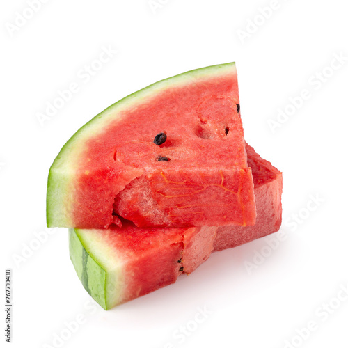 Sliced of watermelon isolated over white background.