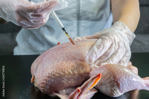 in the injection of chicken chemistry, GMO products