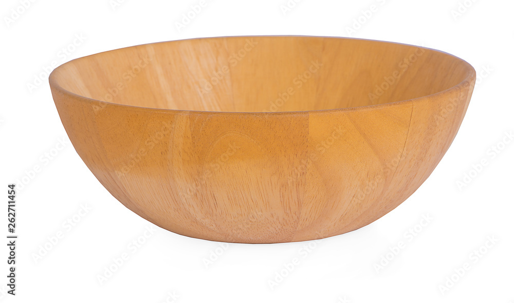 Brown wood bowl isolated on white background Brown wood bowl isolated on white background