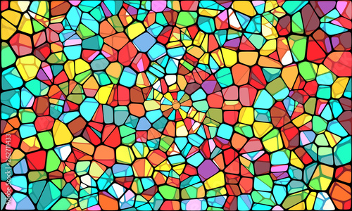 Vector Illustration of abstract vitrage background. Decorative stained glass pattern for design poster, banner, cover. Vintage window texture.