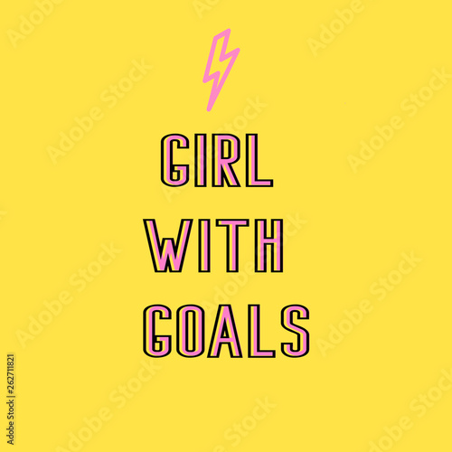 girl with goals girly quote motivational poster with yellow background