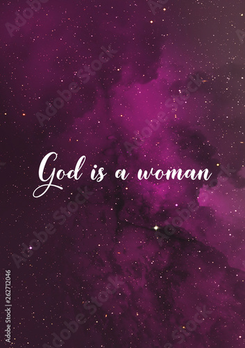 God Is A Woman Quote Ariana Grande Song Lyrics With Purple Sky Background Stock Illustration Adobe Stock