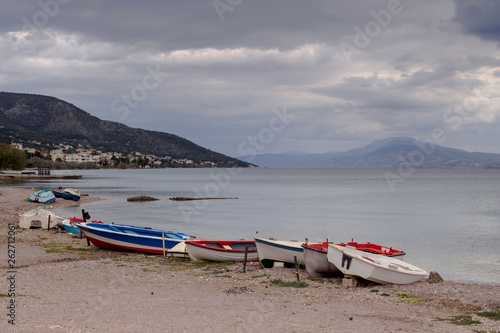 Seascape with fishing boats (island Salamis, Greece) © TETYANA