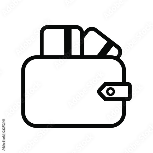 Wallet Vector icon. Affordability sign. Cash savings symbol. Quality design element. Classic style wallet. Editable stroke. 