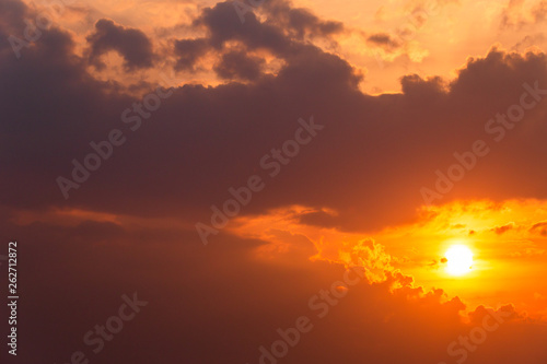 colorful dramatic sky with cloud at sunset.