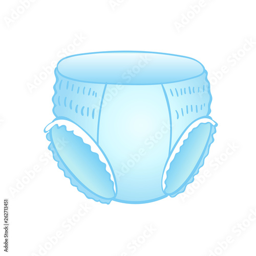 Baby absorbent diaper panties. Realistic vector illustration for diapers packs, and other babies production.