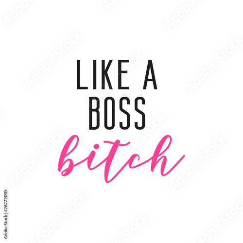 Like a boss bitch. Quote for tshirt, hoodie, cushion, card,print, poster.  Stock Illustration