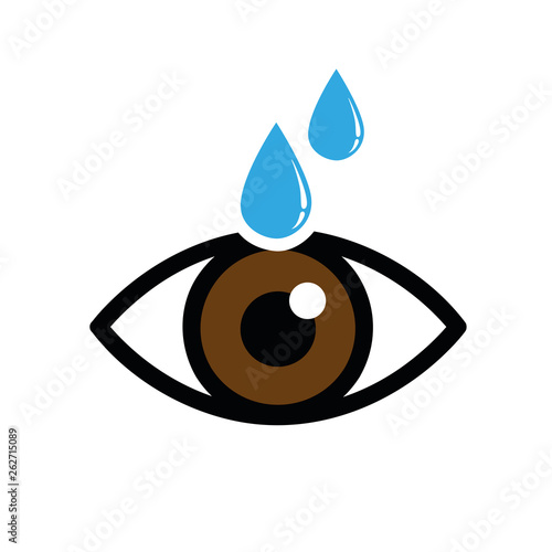brown eye with eye drops icon isolated on white background vector illustration EPS10