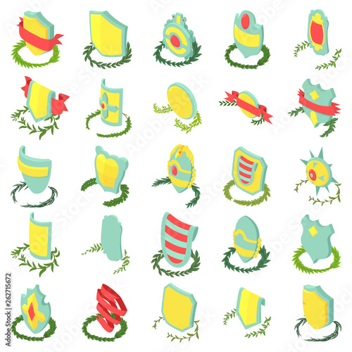 Victory icons set. Isometric set of 25 victory vector icons for web isolated on white background