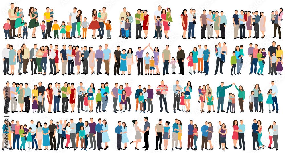 vector, isolated, set of people in flat style - obrazy, fototapety, plakaty 