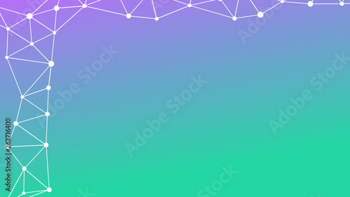 Abstractly connected points on colorful background, technology abstract background. Technology Concept, LowPoly, Polygons, Triangles, Network, Social Network, IOT, Internet