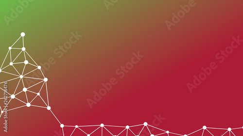 Abstractly connected points on colorful background, technology abstract background. Technology Concept, LowPoly, Polygons, Triangles, Network, Social Network, IOT, Internet