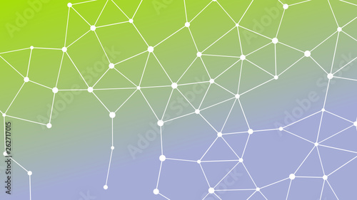 Abstractly connected points on colorful background, technology abstract background. Technology Concept, LowPoly, Polygons, Triangles, Network, Social Network, IOT, Internet