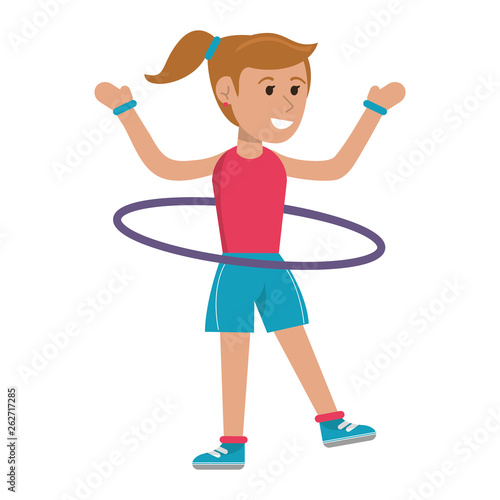 Woman with hula hoop cartoon