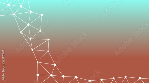 Abstractly connected points on colorful background, technology abstract background. Technology Concept, LowPoly, Polygons, Triangles, Network, Social Network, IOT, Internet