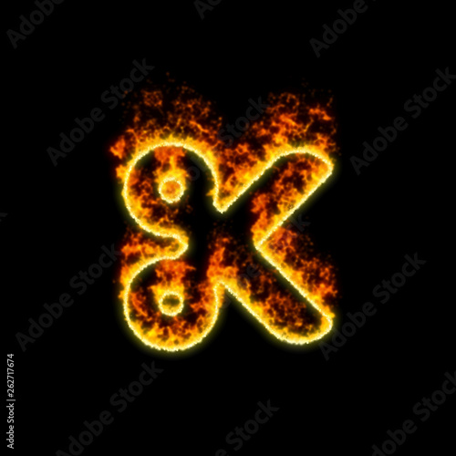 The symbol cut burns in red fire