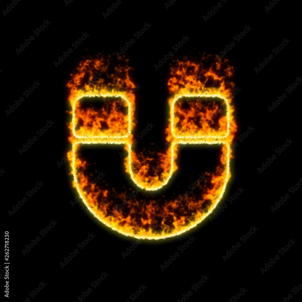 The symbol magnet burns in red fire The symbol magnet burns in red fire