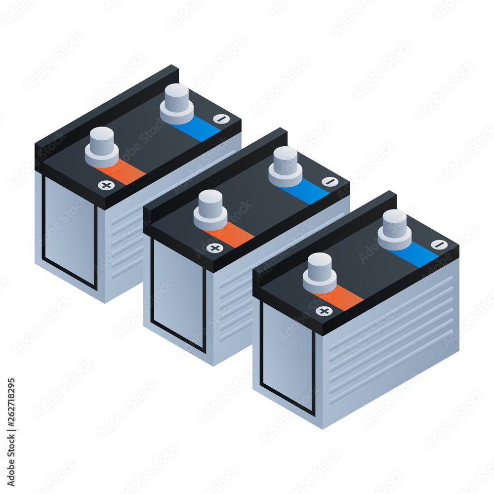 Pack of battery icon. Isometric of pack of battery vector icon for web design isolated on white background Pack of battery icon. Isometric of pack of battery vector icon for web design isolated on white background